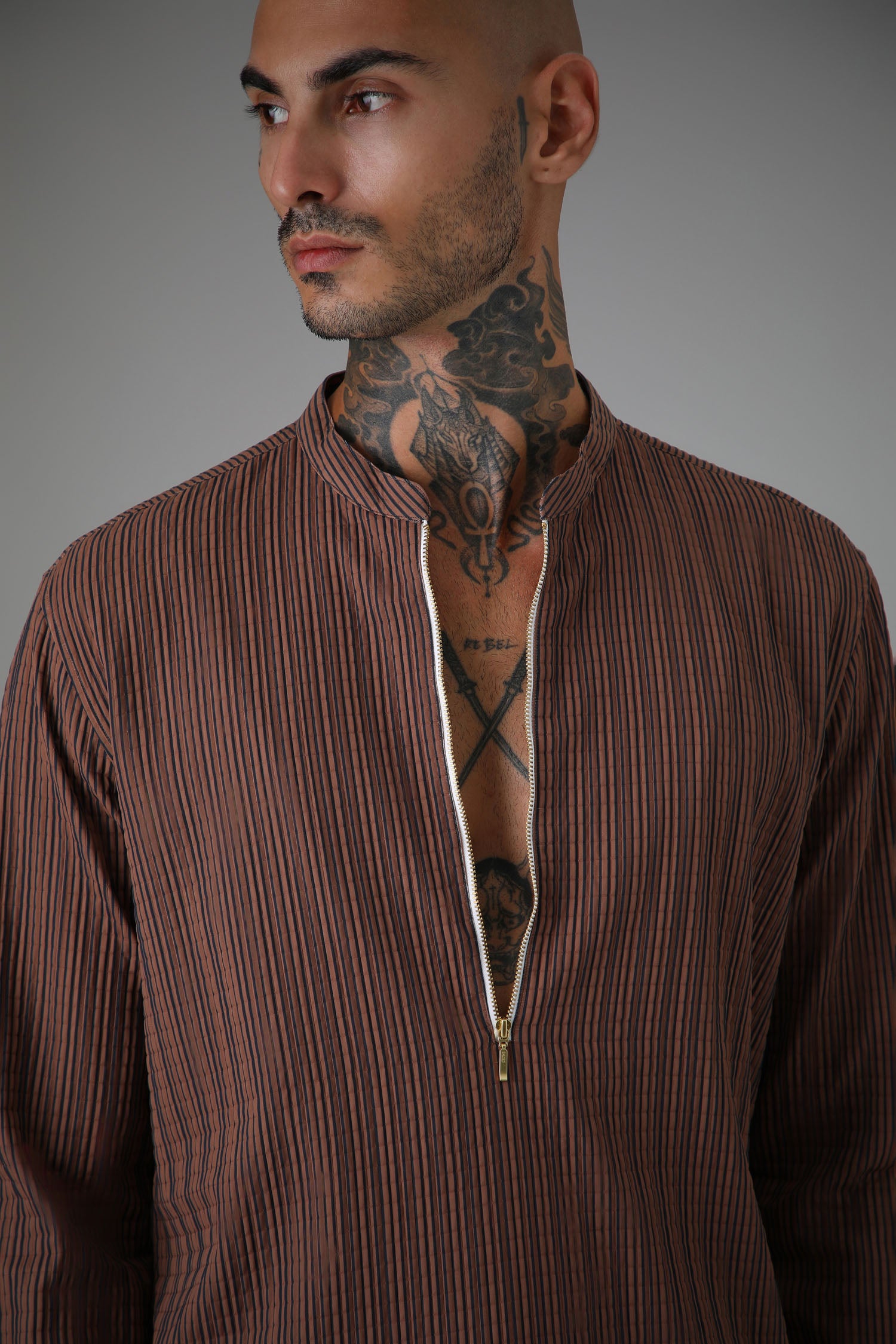 Stripes Brown - Designer Kurta
