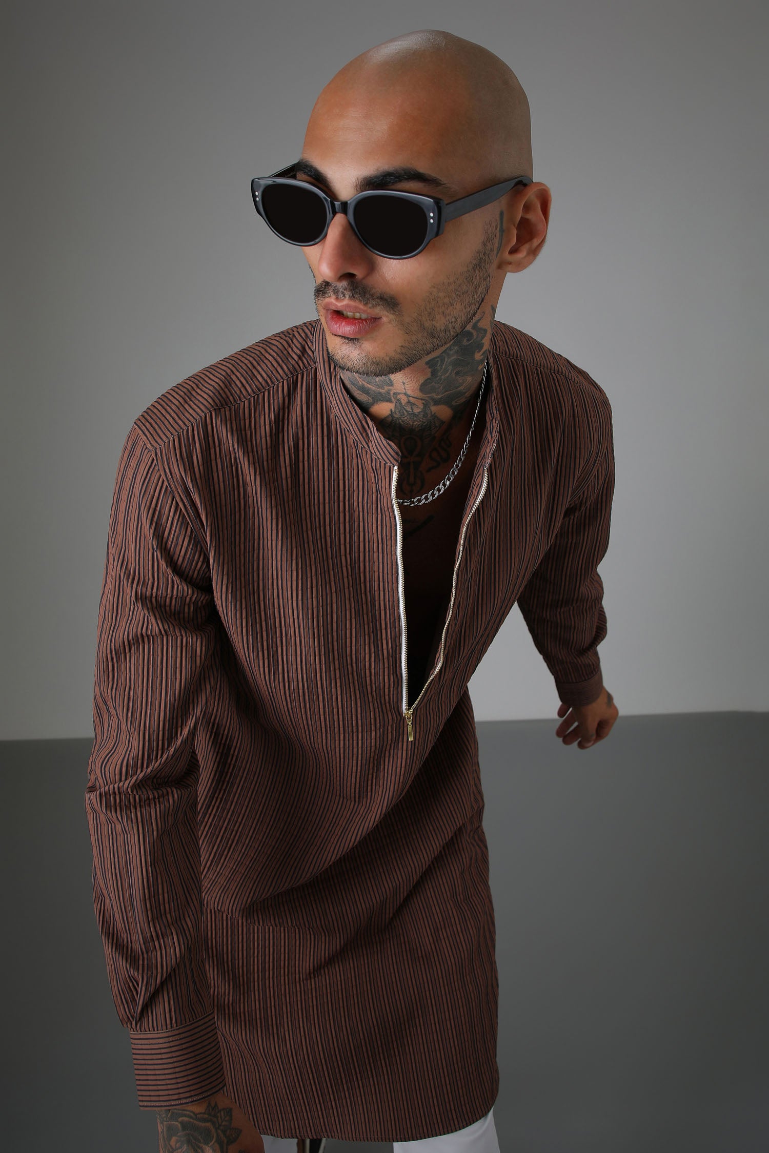Stripes Brown - Designer Kurta