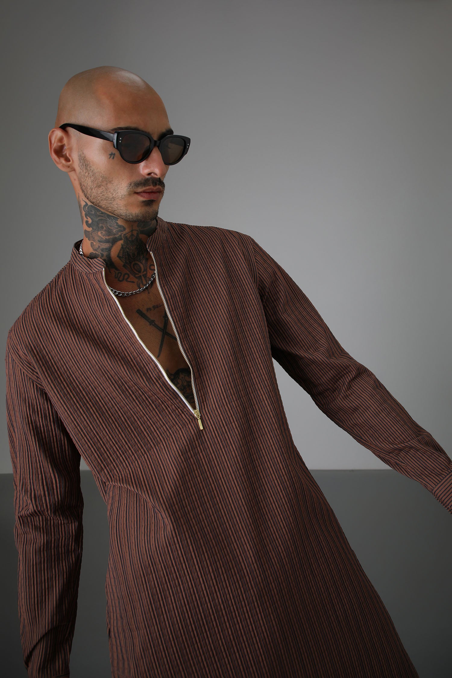 Stripes Brown - Designer Kurta
