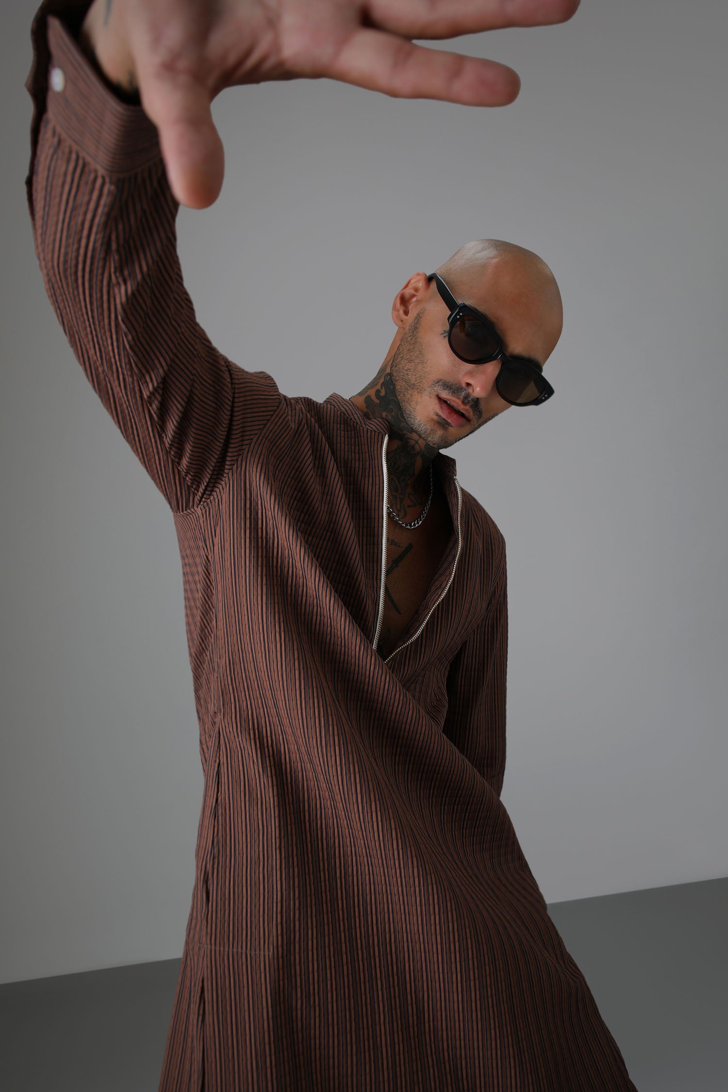 Stripes Brown - Designer Kurta