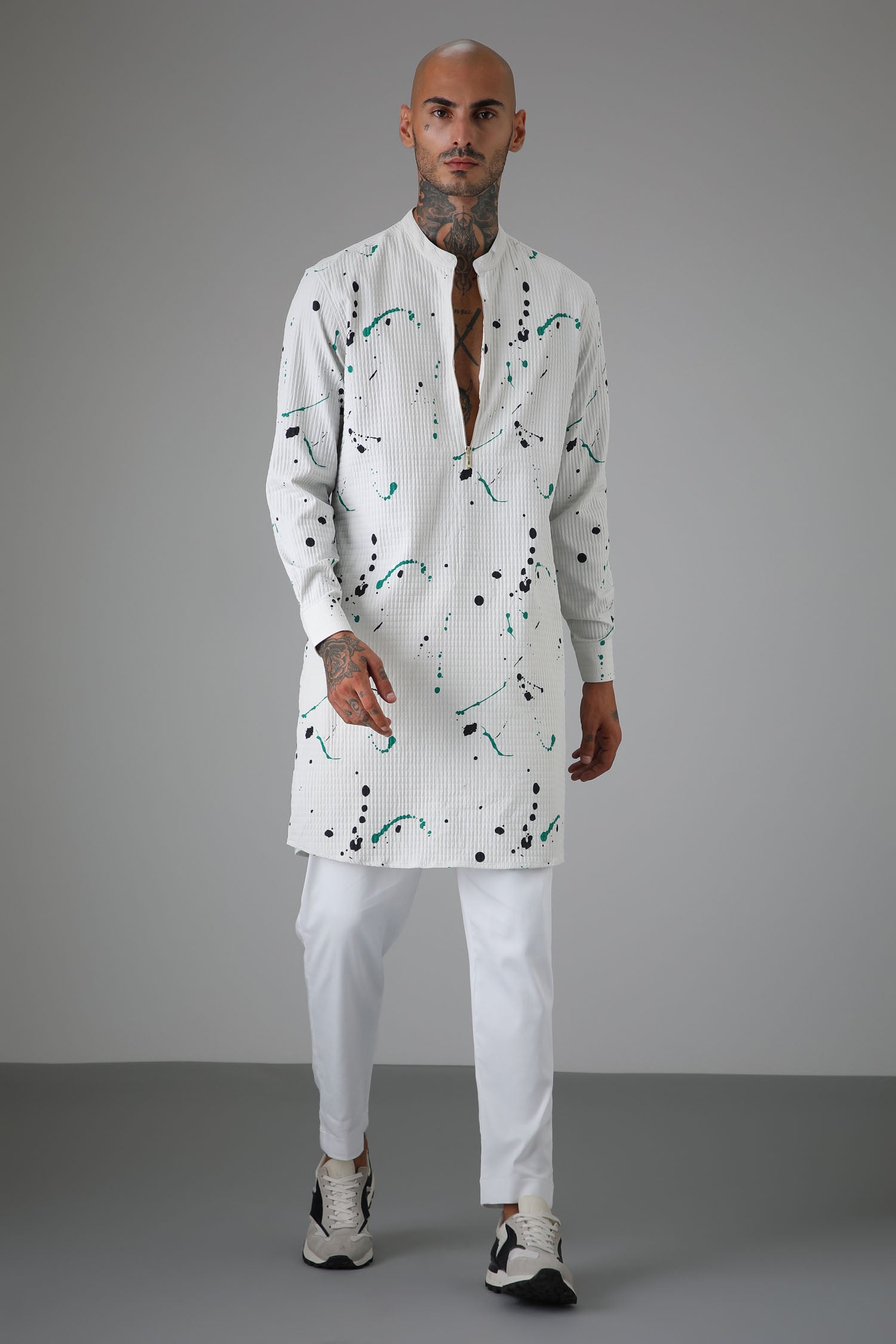 White Splatter - Designer Kurta