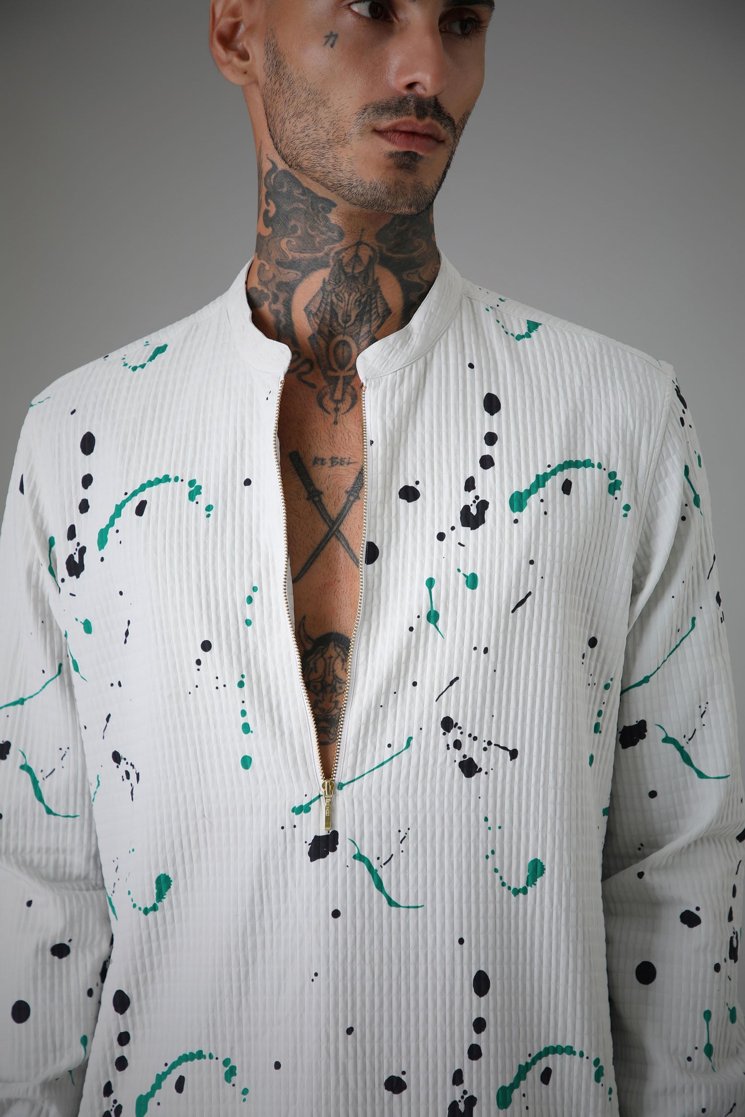 White Splatter - Designer Kurta