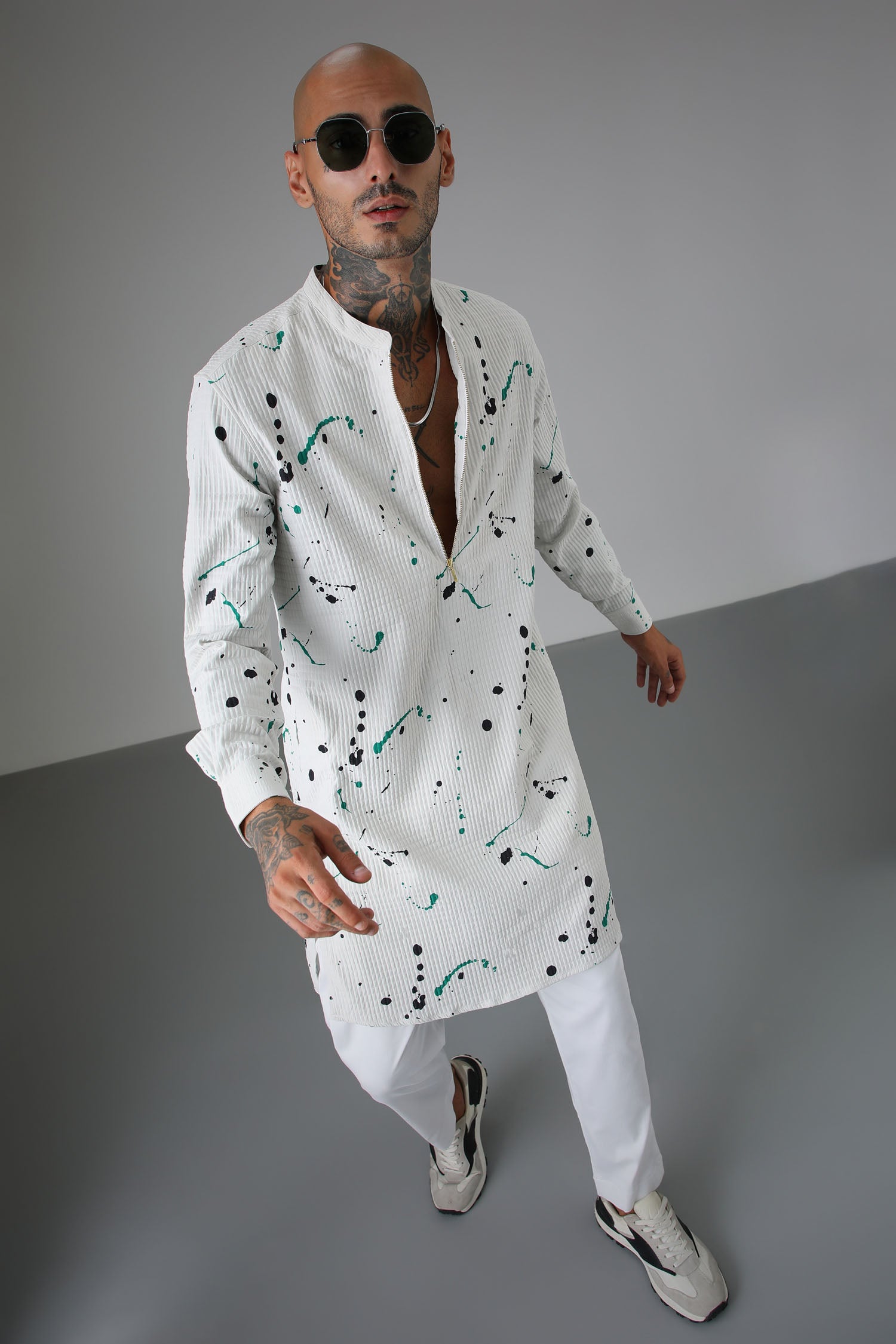 White Splatter - Designer Kurta
