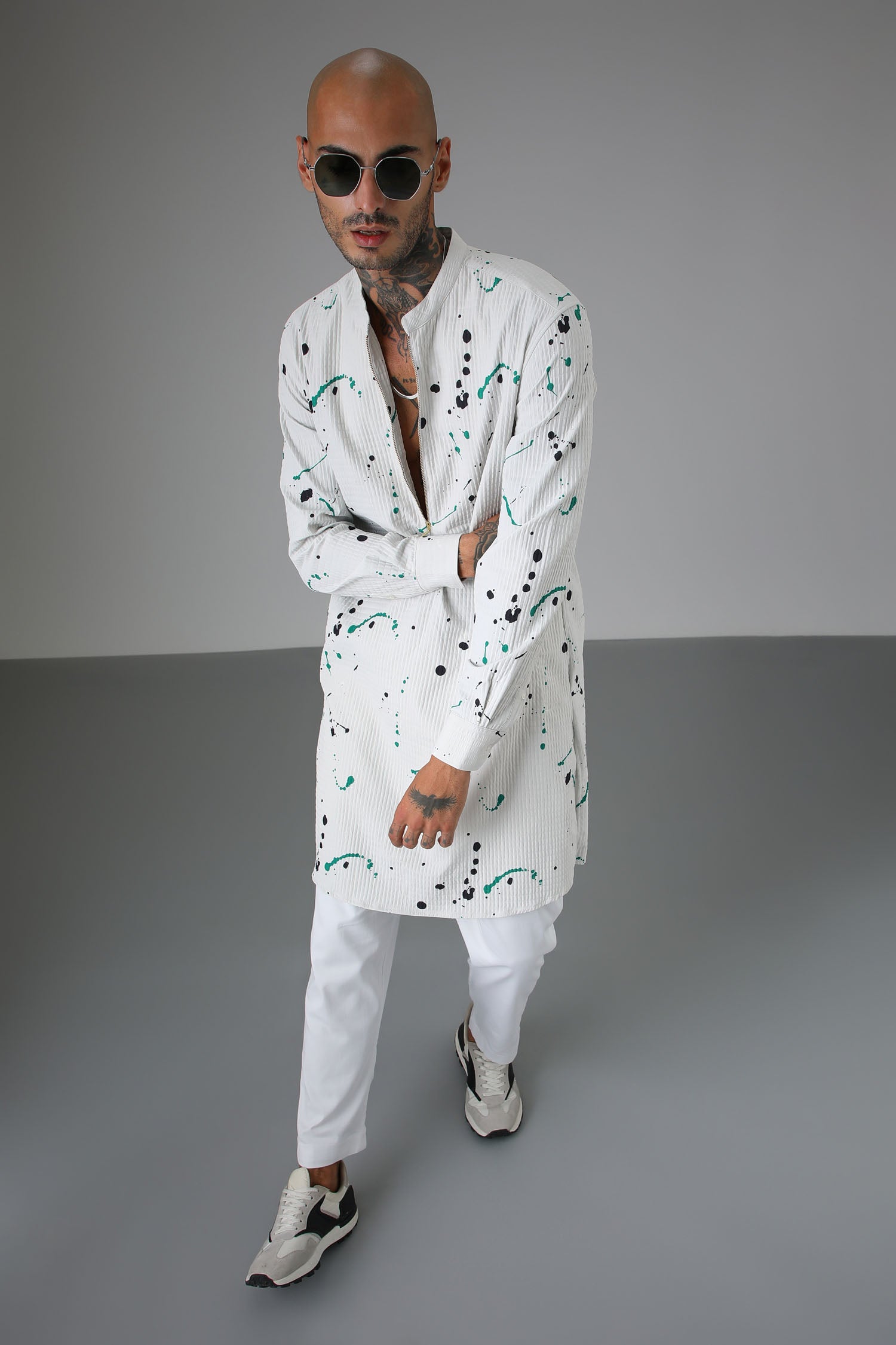 White Splatter - Designer Kurta