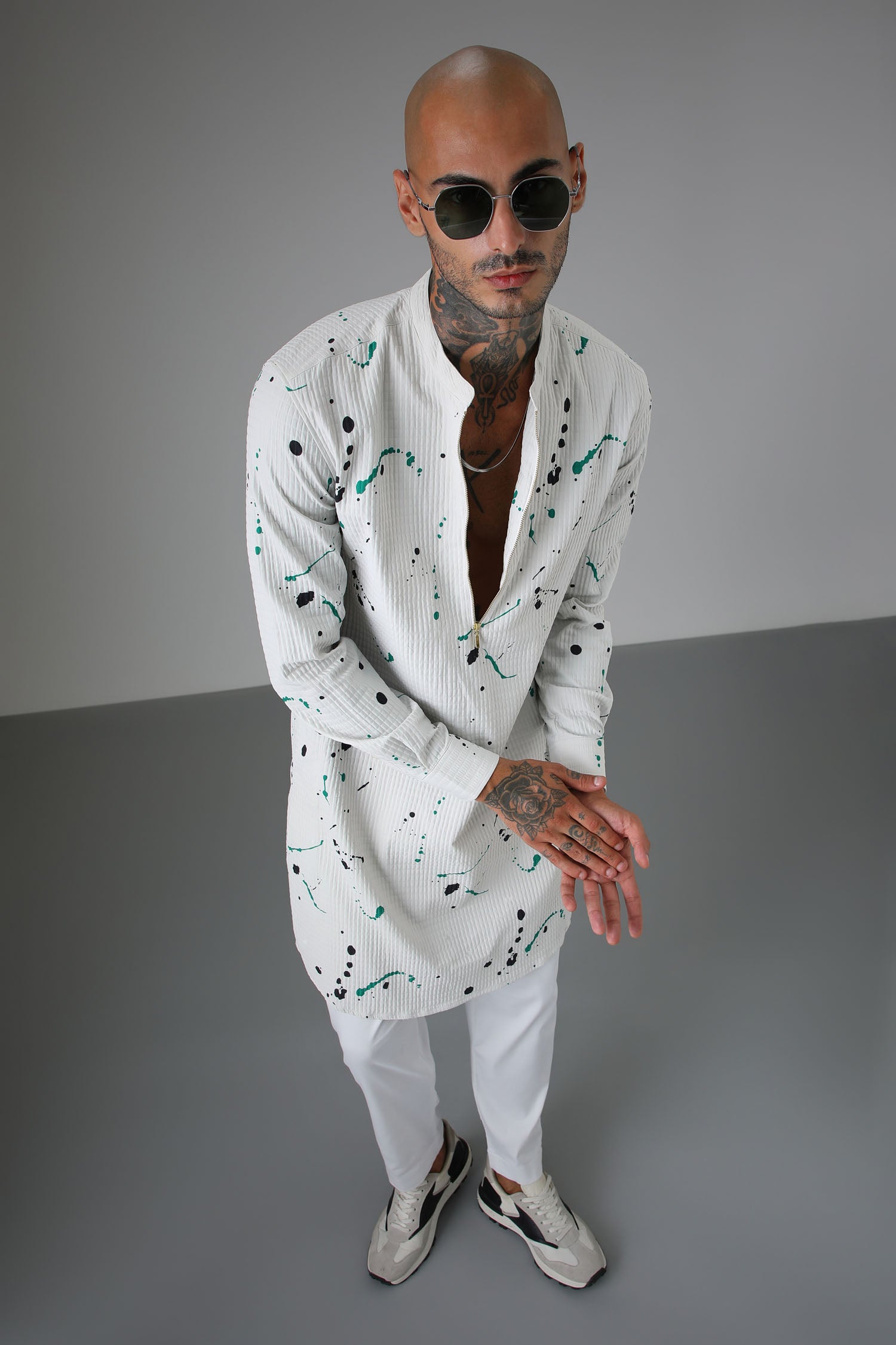 White Splatter - Designer Kurta