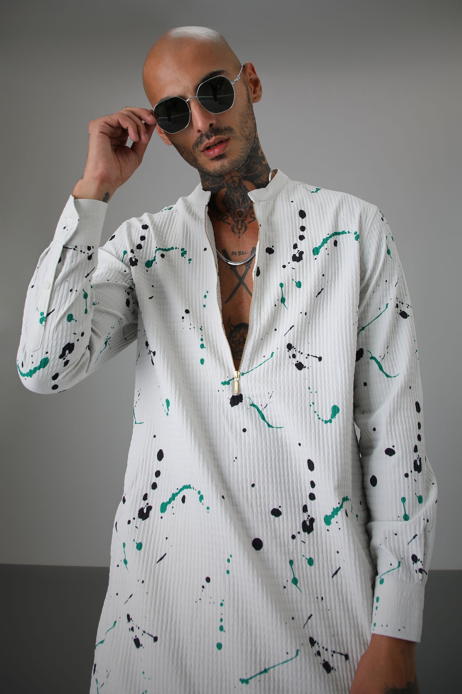 White Splatter - Designer Kurta