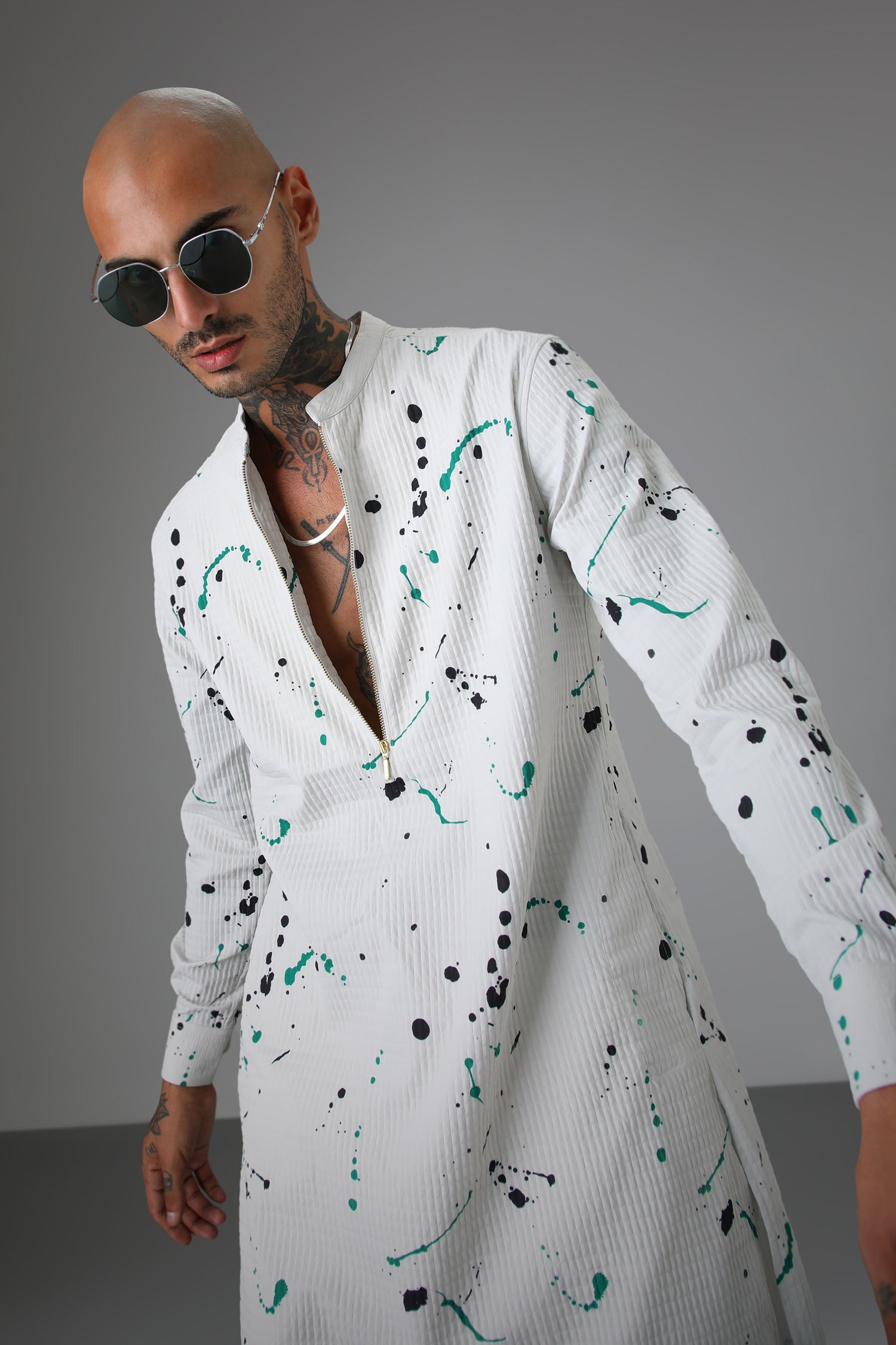 White Splatter - Designer Kurta
