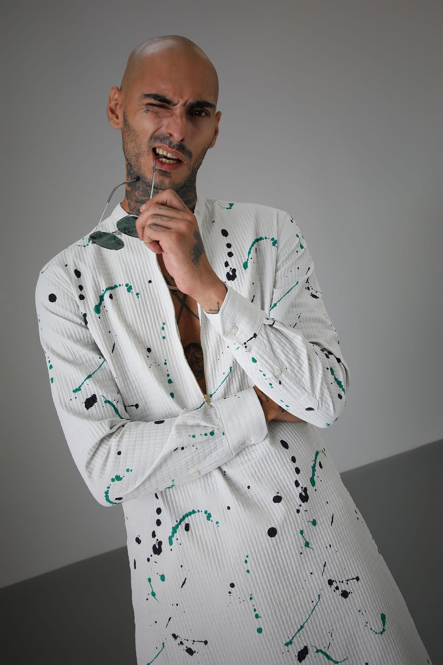 White Splatter - Designer Kurta