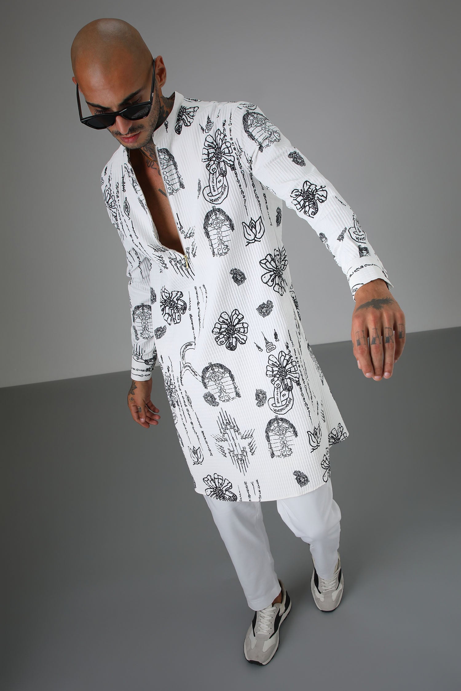 Flora White Kurta - Designer Kurta