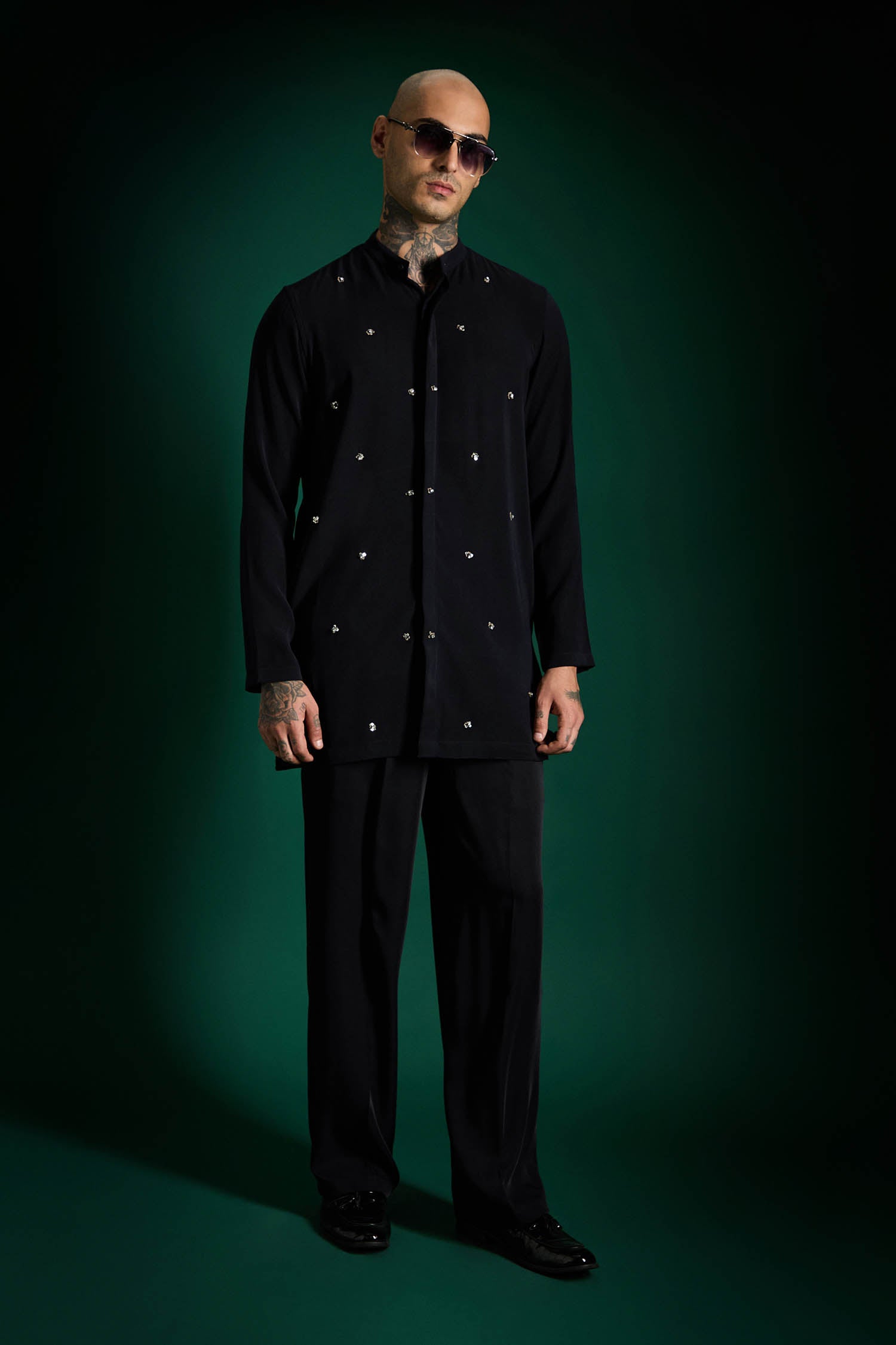 Timber Hand Embroidered Designer Kurta Set - Navy