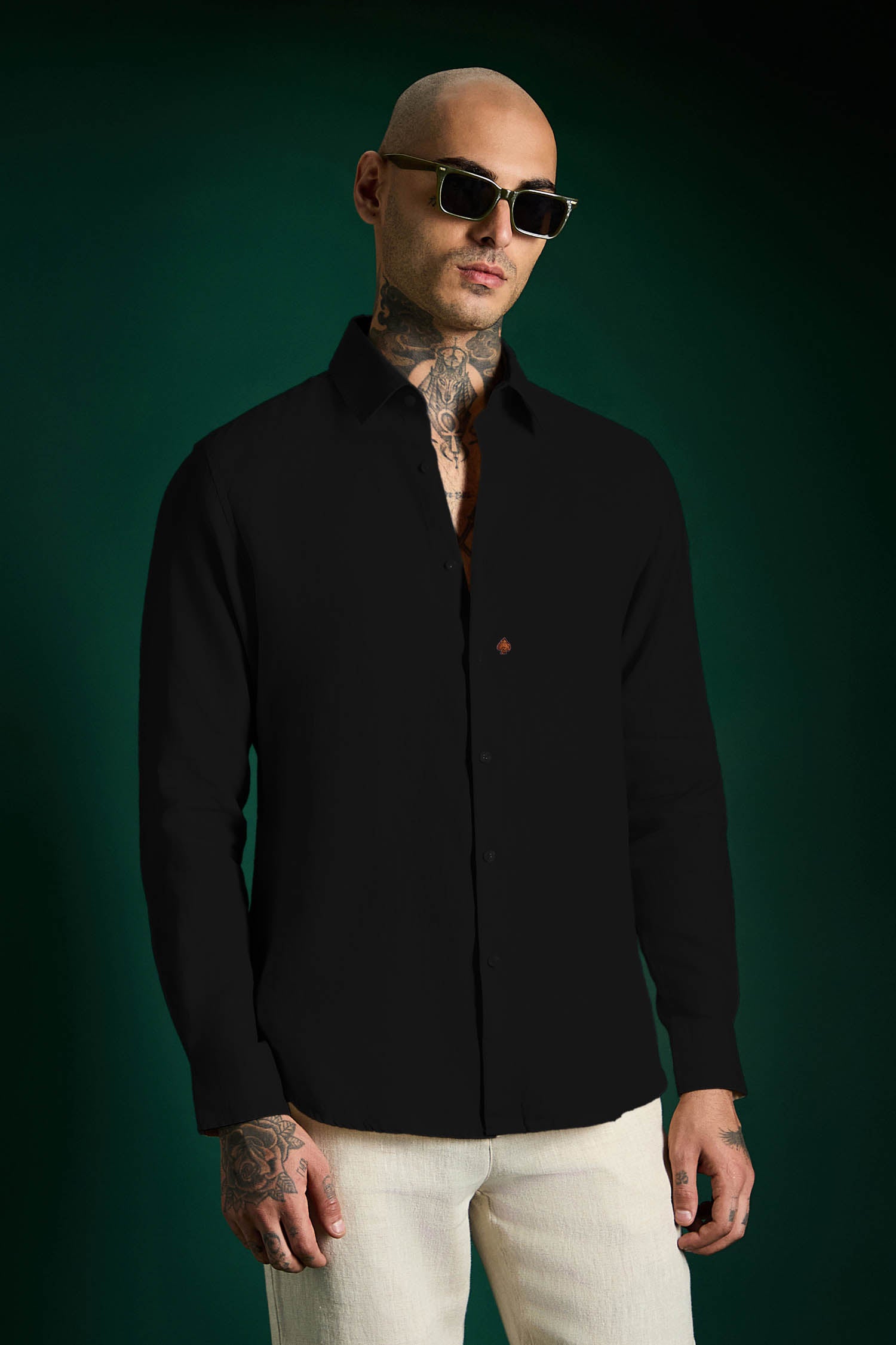 Brown Spade Irish Linen Shirt - Black