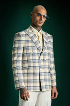 The Boardroom Plaid Blazer Ivory