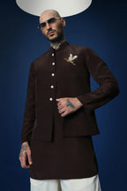 Mere Yaar Ki Shaadi Hai Hand Embroidered Bundi Set - Brown