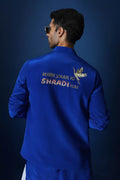 Mere Yaar Ki Shaadi Hai Hand Embroidered Bundi Set - Royal Blue