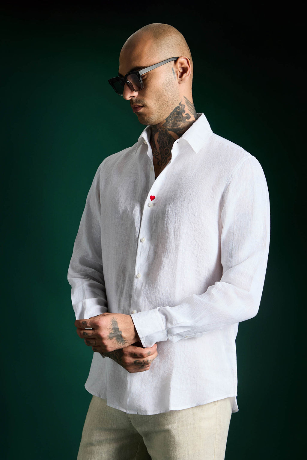 Heart Irish Linen Shirt - White