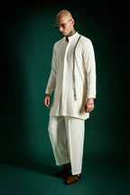 Brim- Hand Embroidered Designer Kurta Set - Ivory