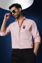 Biological Heart Hand Embroidered Designer Shirt - Baby Pink