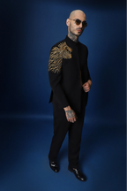 Narasimha Hand Embroidered Bandhgala - Black