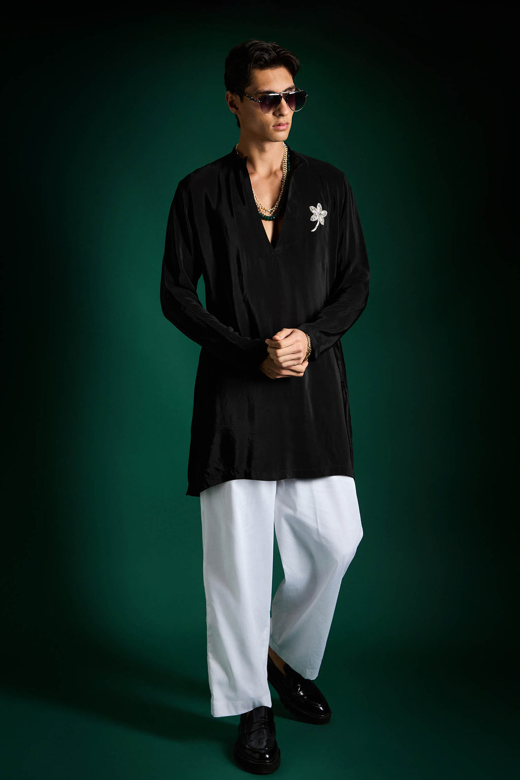 Lamina Hand Embroidered Designer Kurta - Black