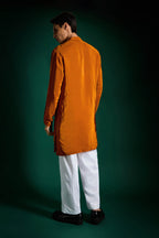 Water Lily Hand Embroidered Designer Kurta - Rust Orange