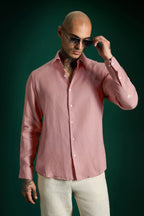 Irish Linen Shirt - Salmon Pink