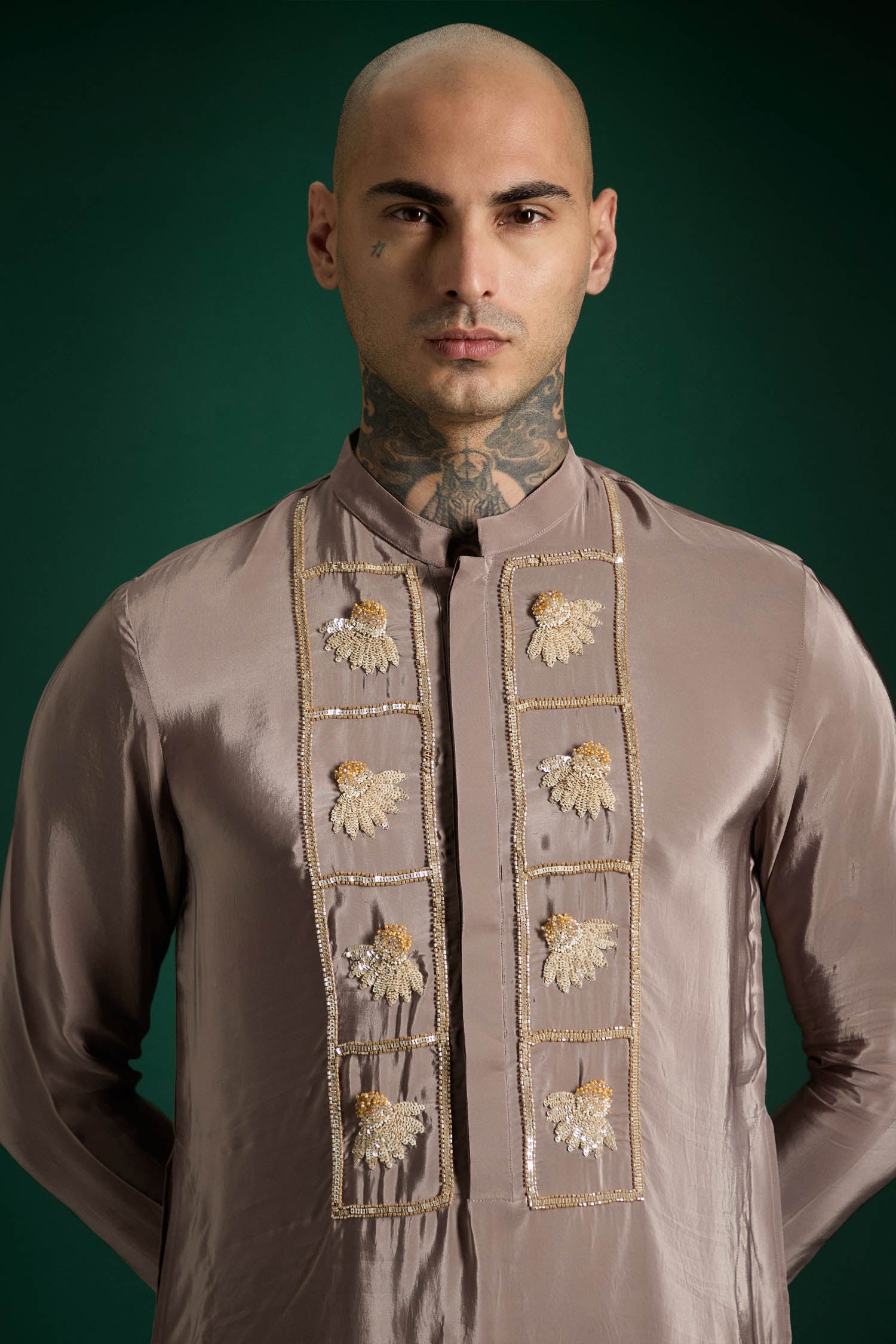 Bud Hand Embroidered Designer Kurta - Lilac Luster