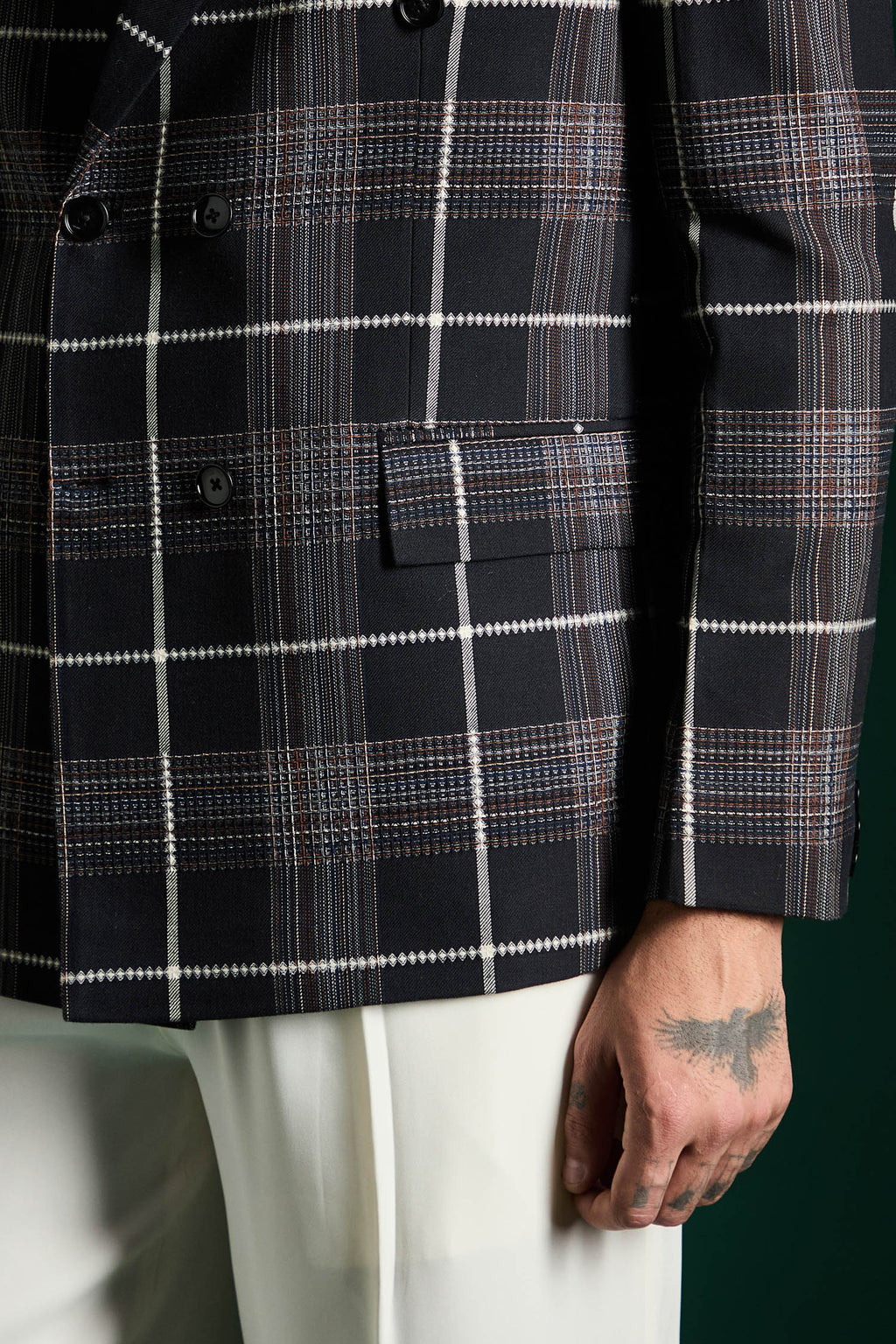 The Boardroom Tartan Checks Blazer - Black