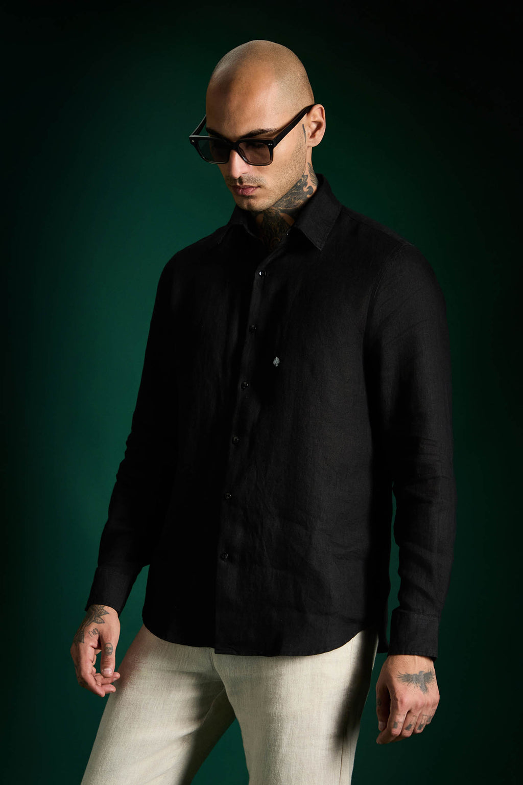 Spade Irish Linen Shirt - Black