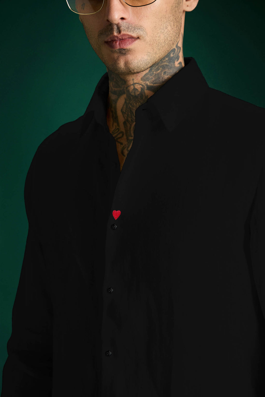 Heart Black Linen Shirt