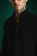 Heart Black Linen Shirt