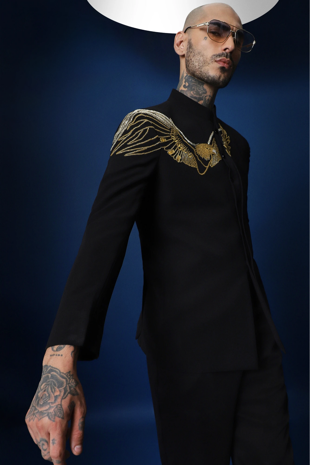 Eagle Hand Embroidered Bandhgala - Black