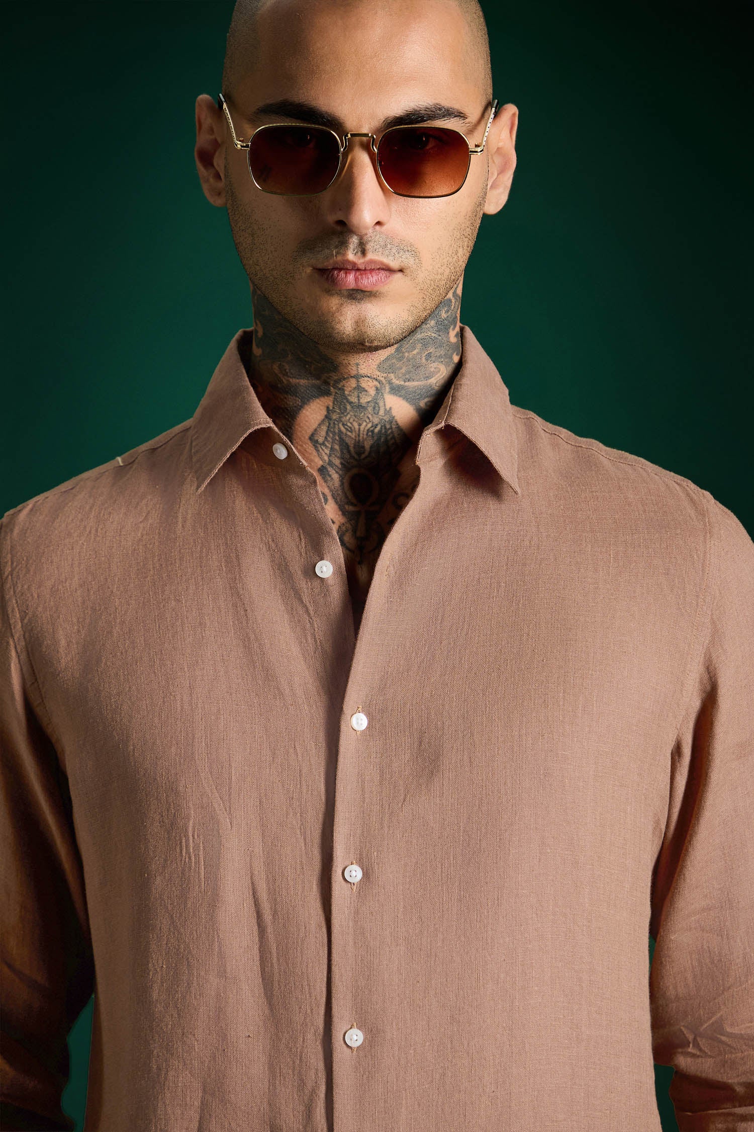 Irish Linen Shirt - Mocha Brown
