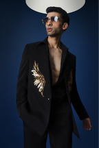 Fly (Wings) Hand Embroidered Tuxedo - Black