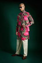 Wild Stripes Hand Embroidered Designer Bundi Set