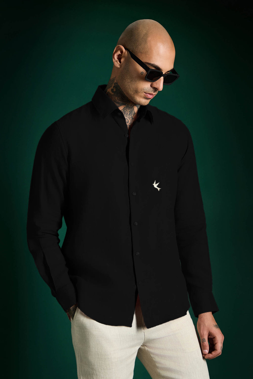 Bird Irish Linen Shirt - Black