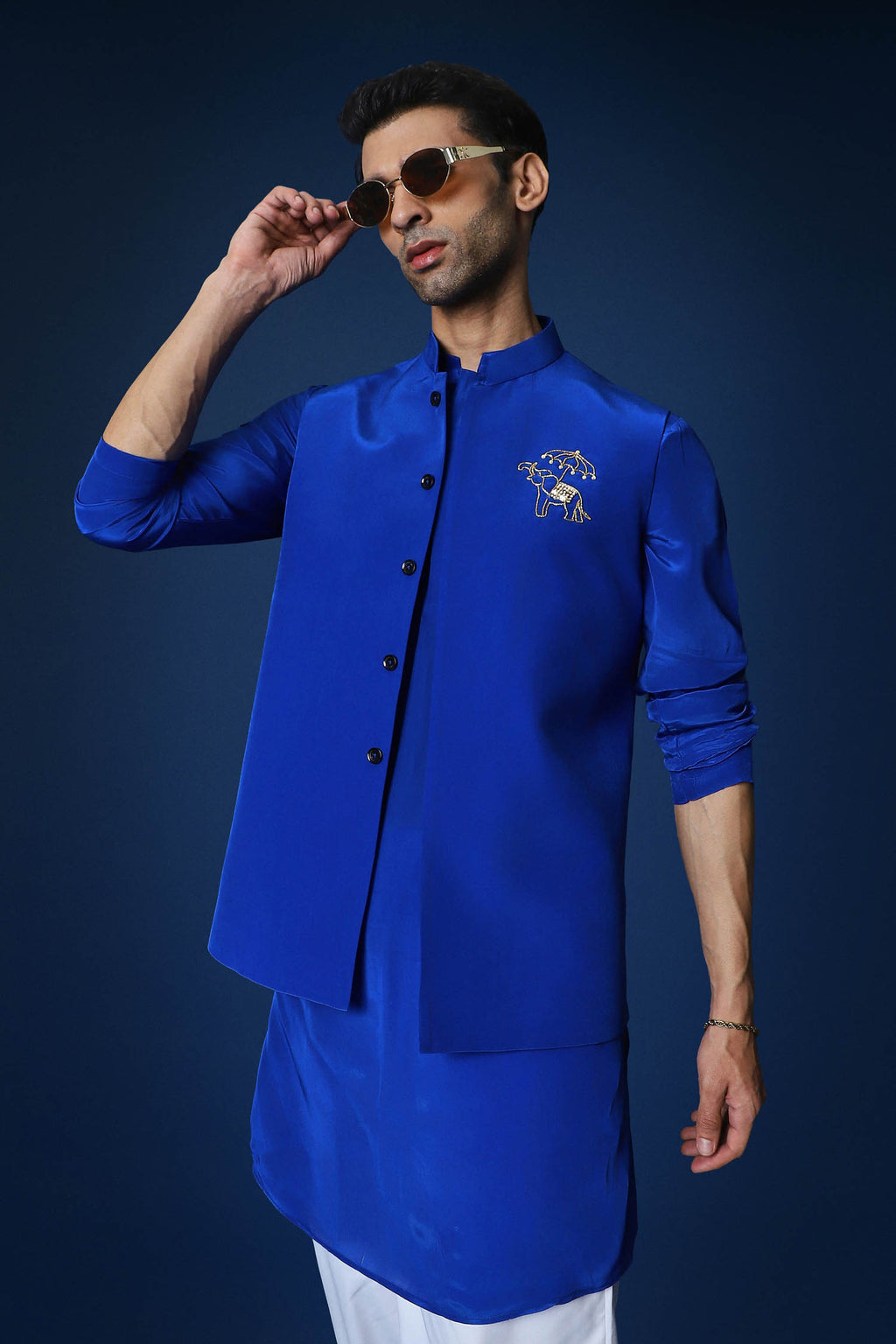 Gaj Bundi Kurta - Royal Blue