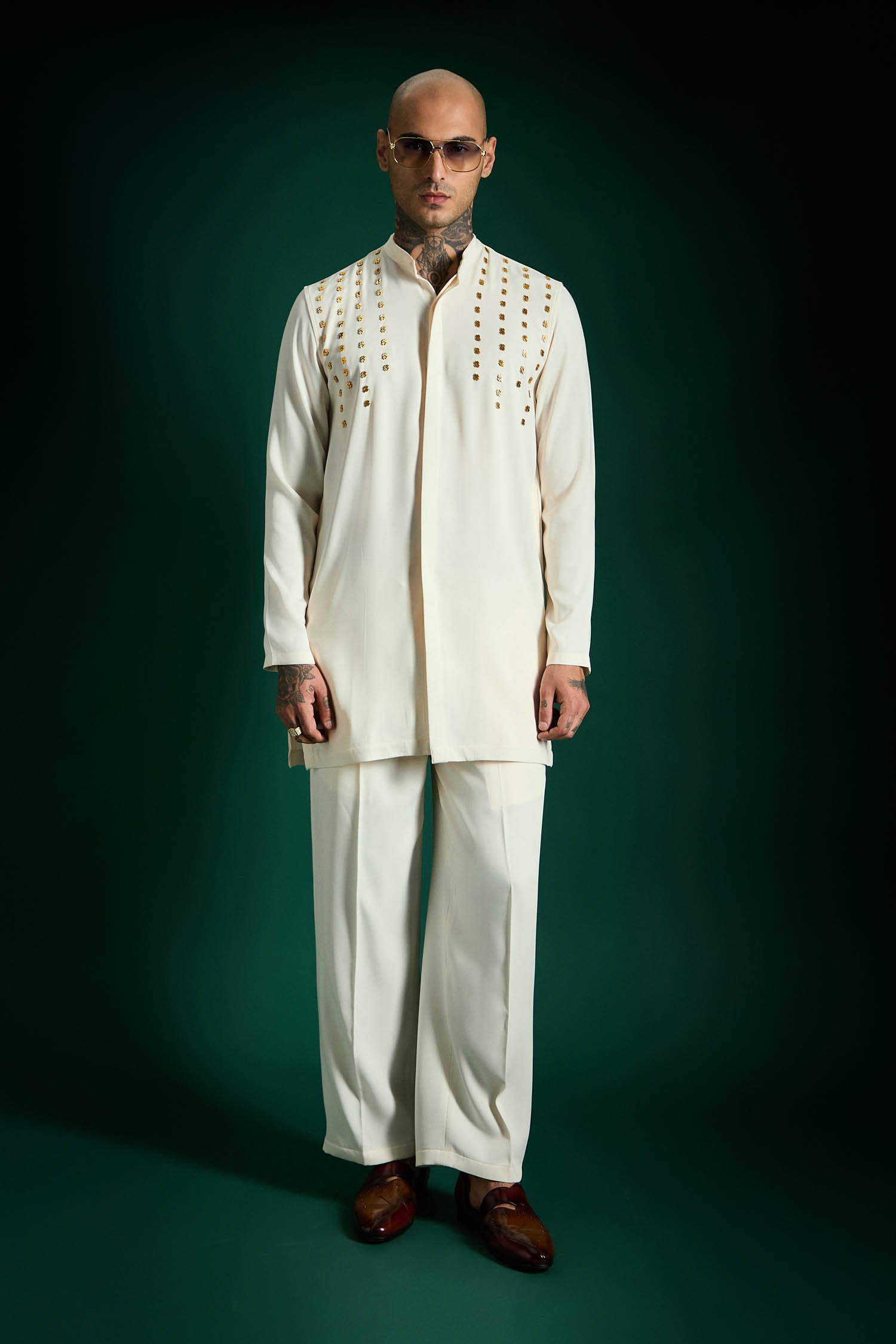 Cove Hand Embroidered Designer Kurta Set - Ivory