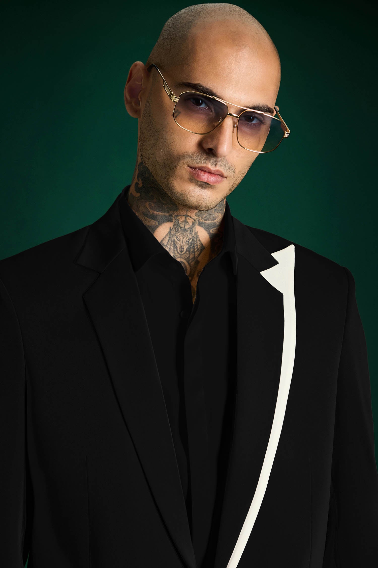 Double Lapel The Board Room Designer Blazer Set - Black