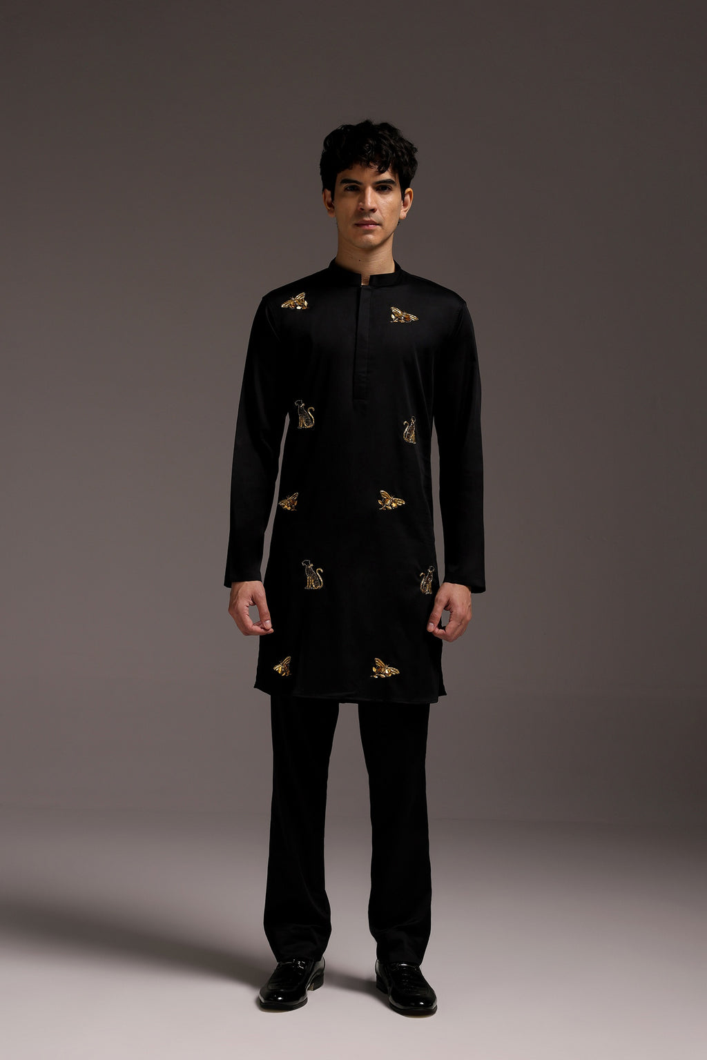Wild Grace (Butterfly & Panther) - Hand Embroidered Designer Kurta