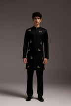 Wild Grace (Butterfly & Panther) - Hand Embroidered Designer Kurta
