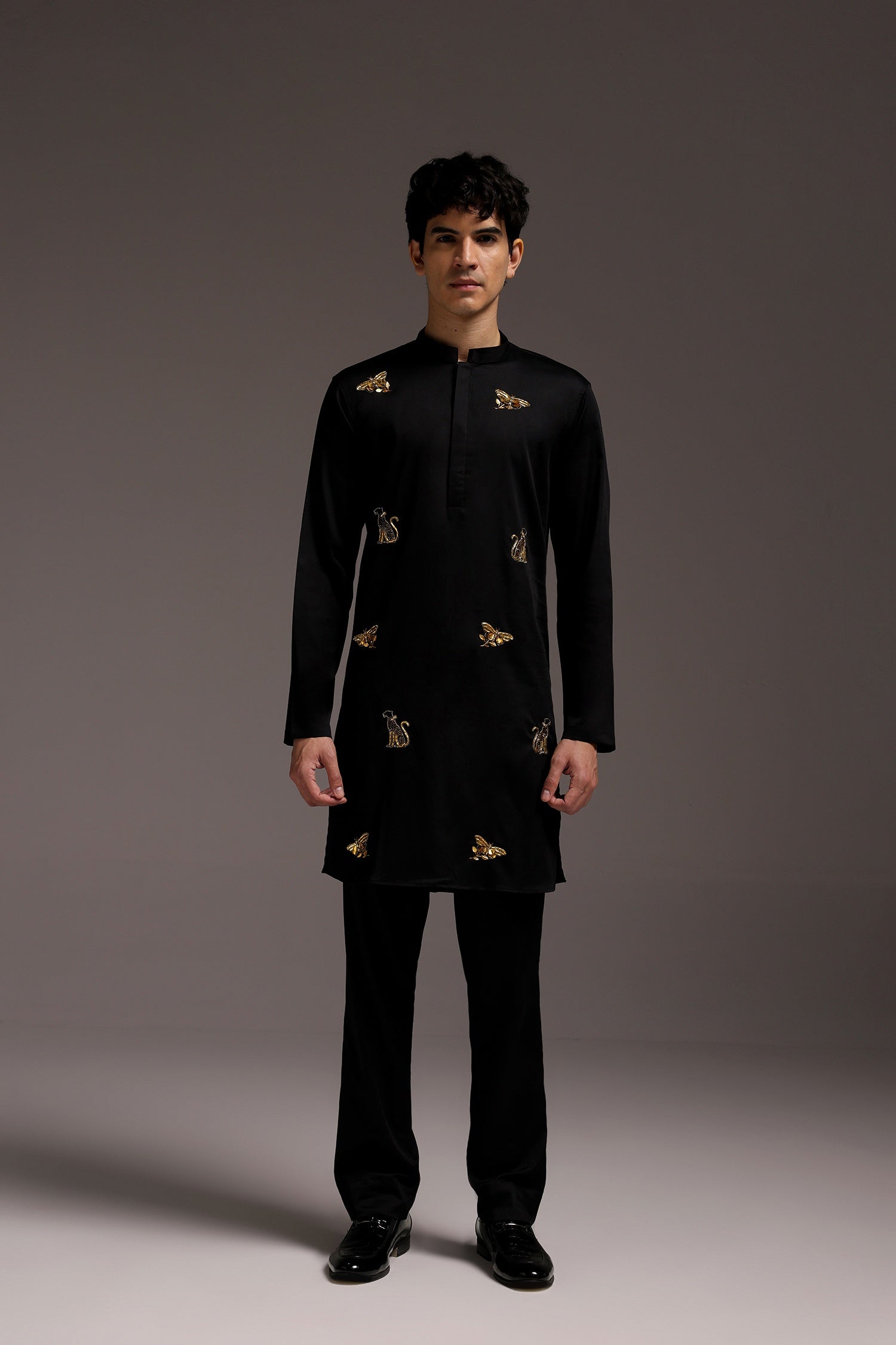 Wild Grace (Butterfly & Panther) - Hand Embroidered Designer Kurta