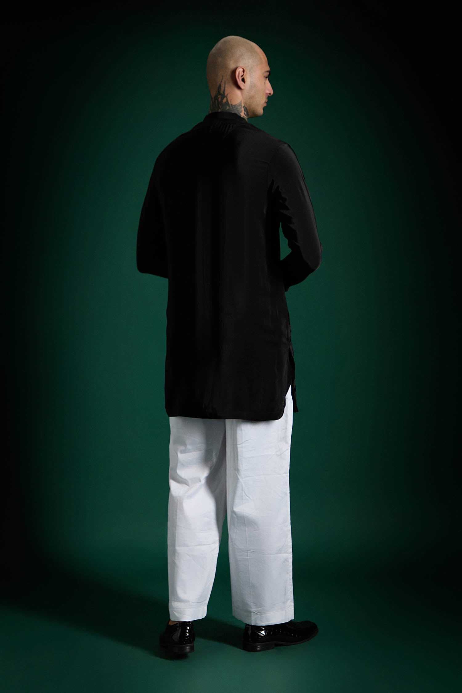 Bell Clusters Hand Embroidered Designer Kurta - Black