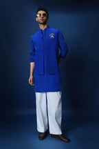 Swaagat Nahin Karoge Humara Hand Embroidered Bundi Set - Royal Blue