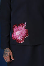 Solstice Hand Embroidered Bundi Set - Navy