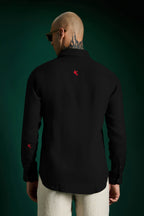 Bird Irish Linen Shirt - Black and Red Bird
