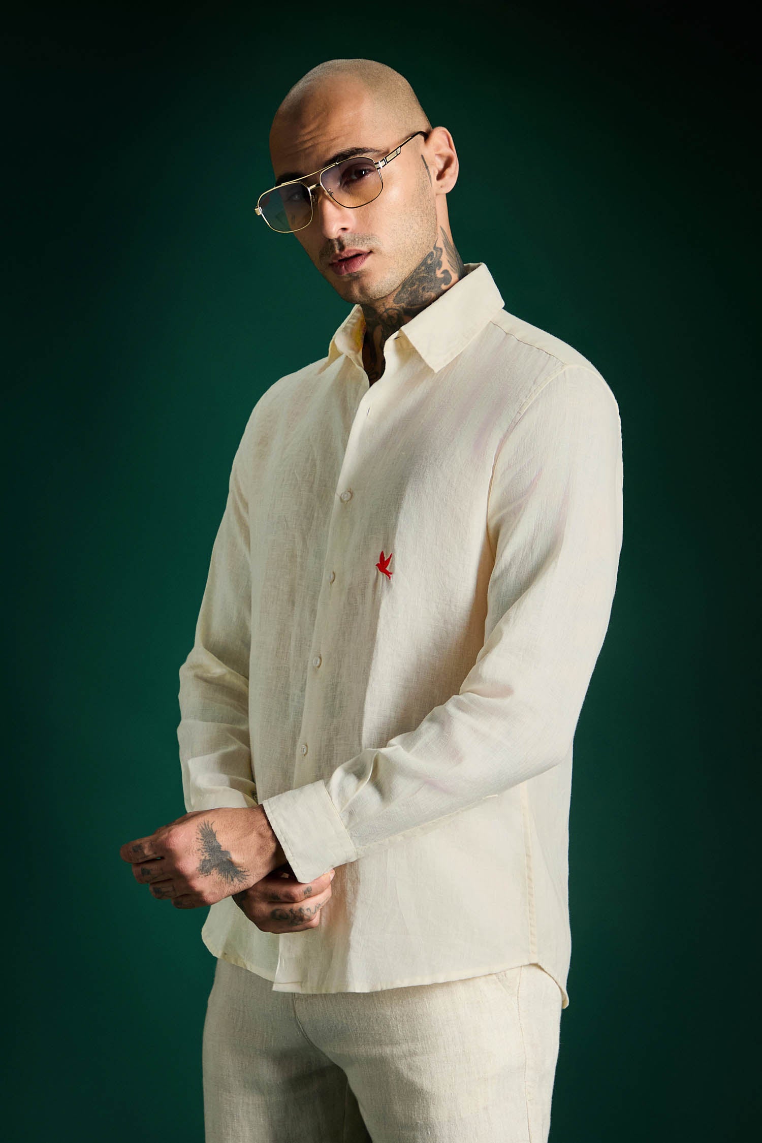 Bird Irish Linen Shirt - Ivory