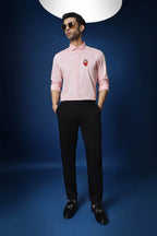 Biological Heart Hand Embroidered Designer Shirt - Baby Pink