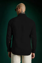 Brown Spade Irish Linen Shirt - Black