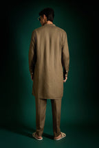 Blotched Imperial Irish Linen Kurta - Cocoa Brown