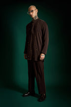 Studded Hand Embroidered Designer Kurta Set - Coffee brown